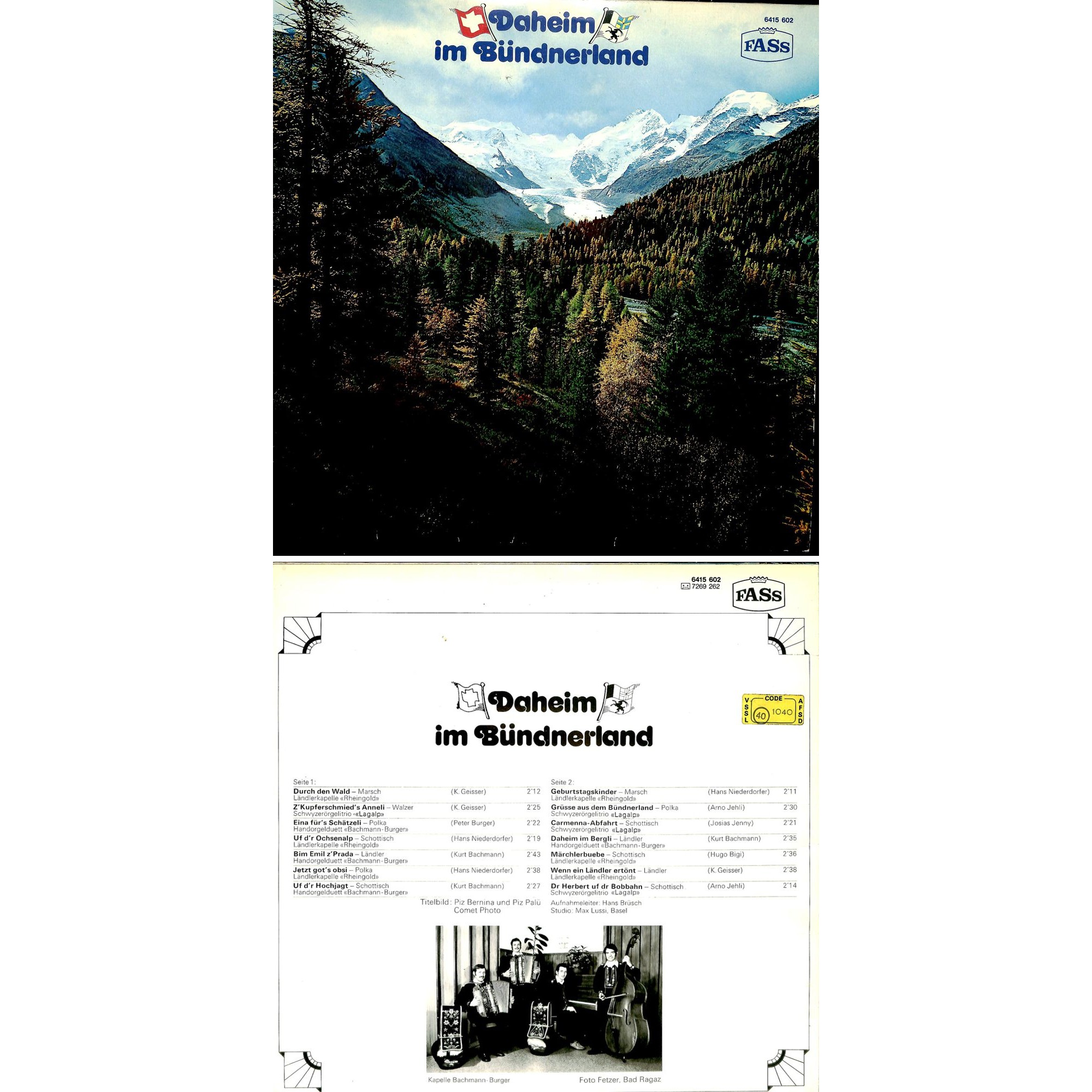CD-Kopie von Vinyl: Daheim im Bündnerland - Kapelle Bachmann-Burger CD-Kopie von Vinyl: Daheim im Bündnerland - Kapelle Bachmann-Burger