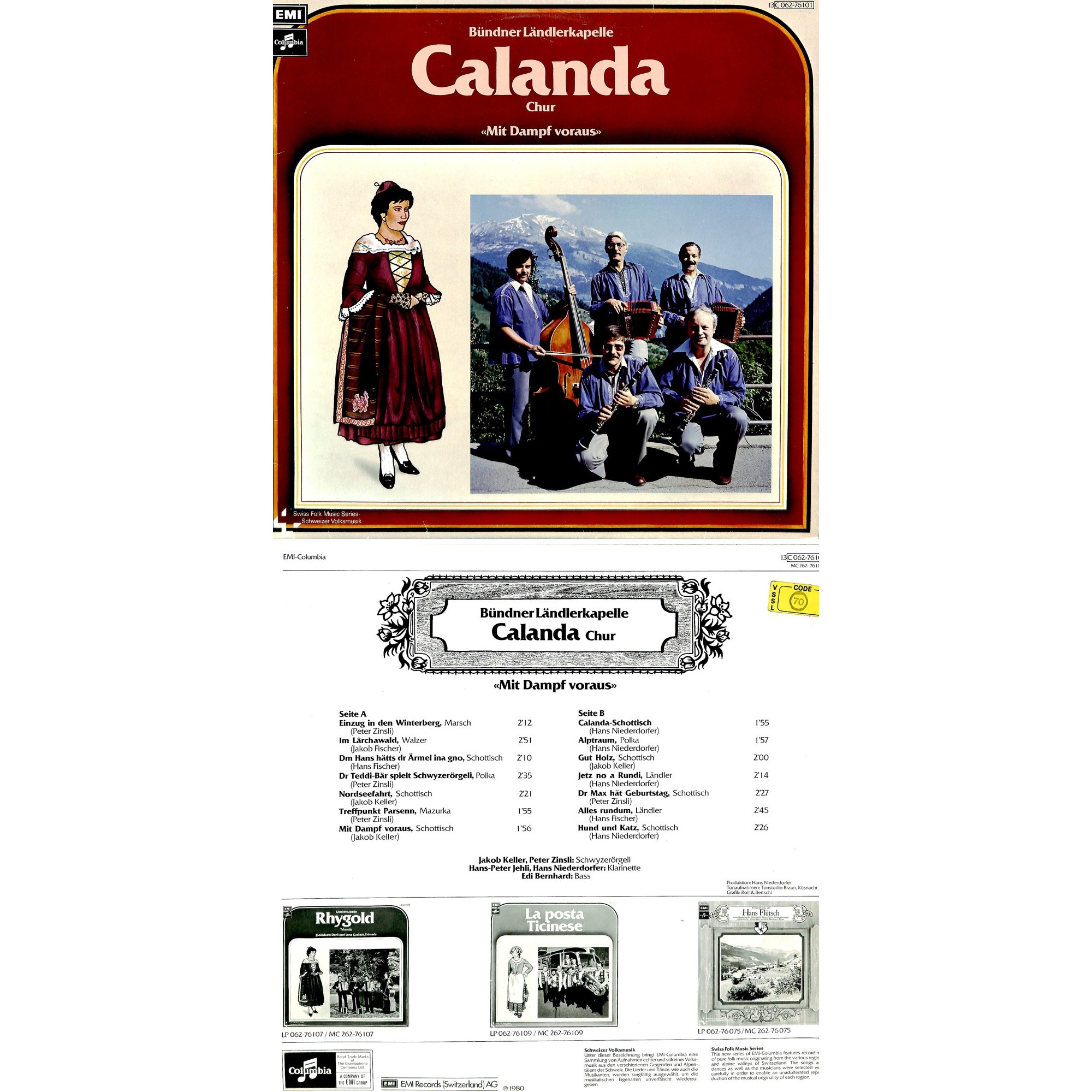CD-Kopie von Vinyl: Bündner Ländlerkapelle Calanda Chur - Mit Dampf voraus - 1980 CD-Kopie von Vinyl: Bündner Ländlerkapelle Calanda Chur - Mit Dampf voraus - 1980