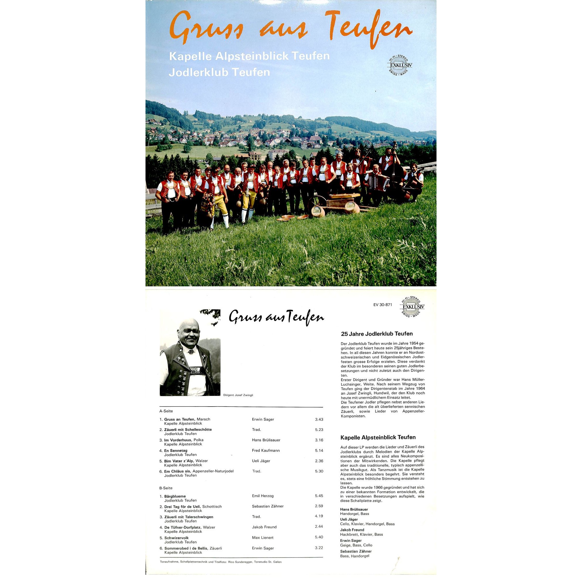 CD-Kopie von Vinyl: Kapelle Alpsteinblick, Jodlerklub Teufen - Gruss aus Teufen - 1979 CD-Kopie von Vinyl: Kapelle Alpsteinblick, Jodlerklub Teufen - Gruss aus Teufen - 1979