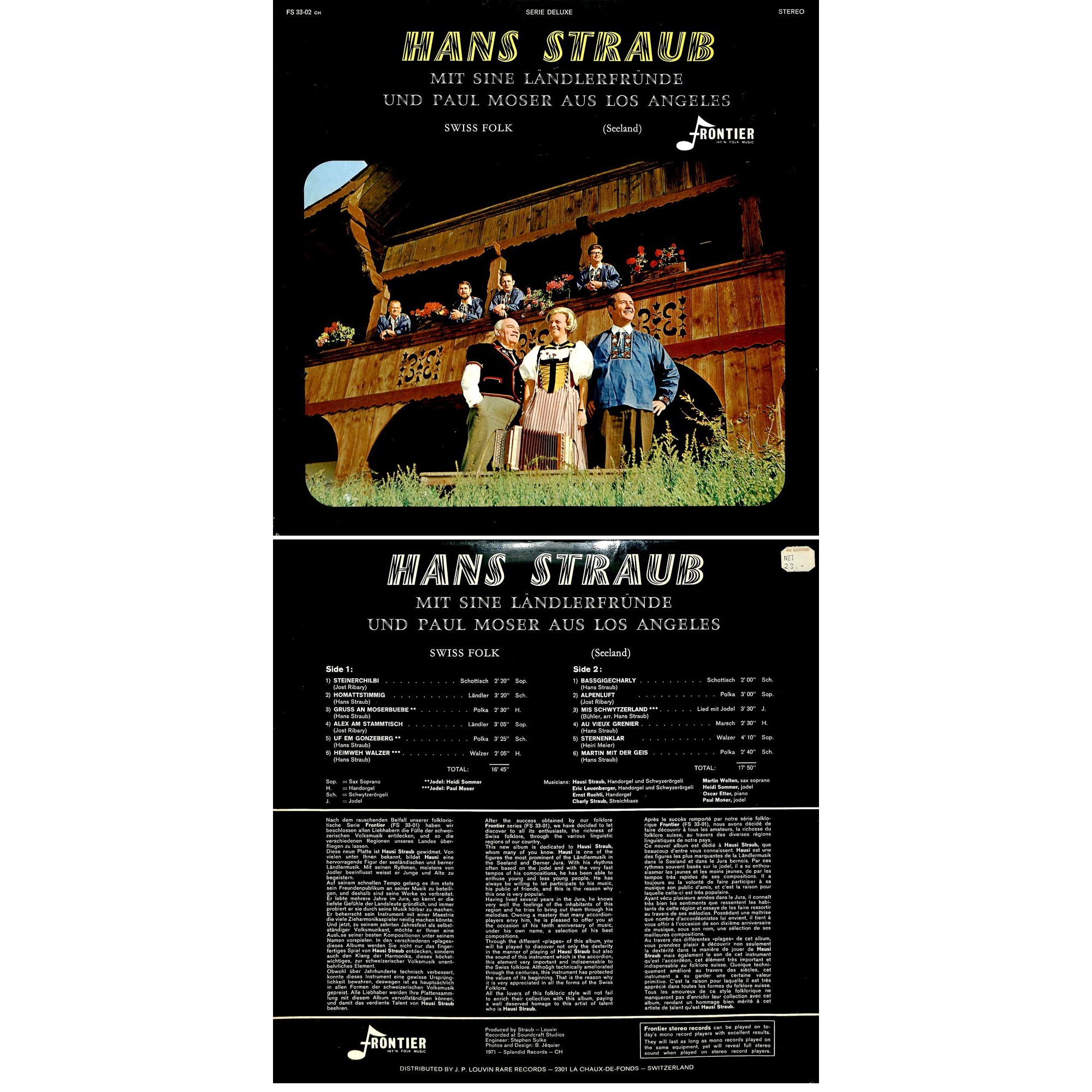 CD-Kopie von Vinyl: Hans Hausi Straub mit sine Länderfründe u. Paul Moser CD-Kopie von Vinyl: Hans Hausi Straub mit sine Länderfründe u. Paul Moser