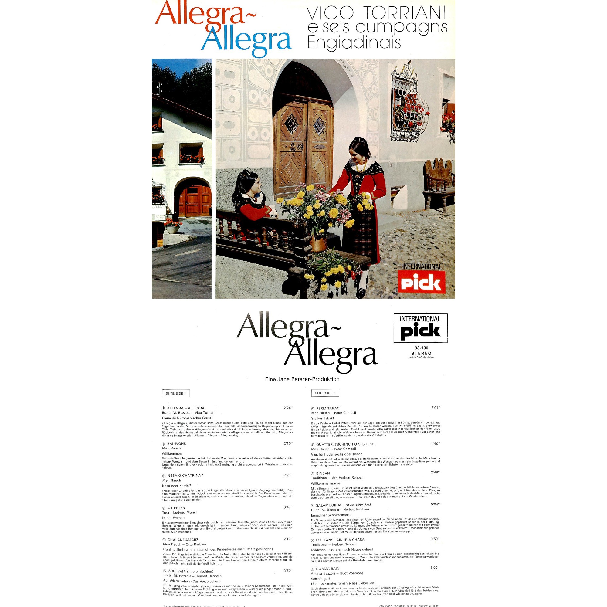 CD-Kopie von Vinyl: Vico Torriani e seis cumpagns Engiadinais - Allegra-Allegra CD-Kopie von Vinyl: Vico Torriani e seis cumpagns Engiadinais - Allegra-Allegra