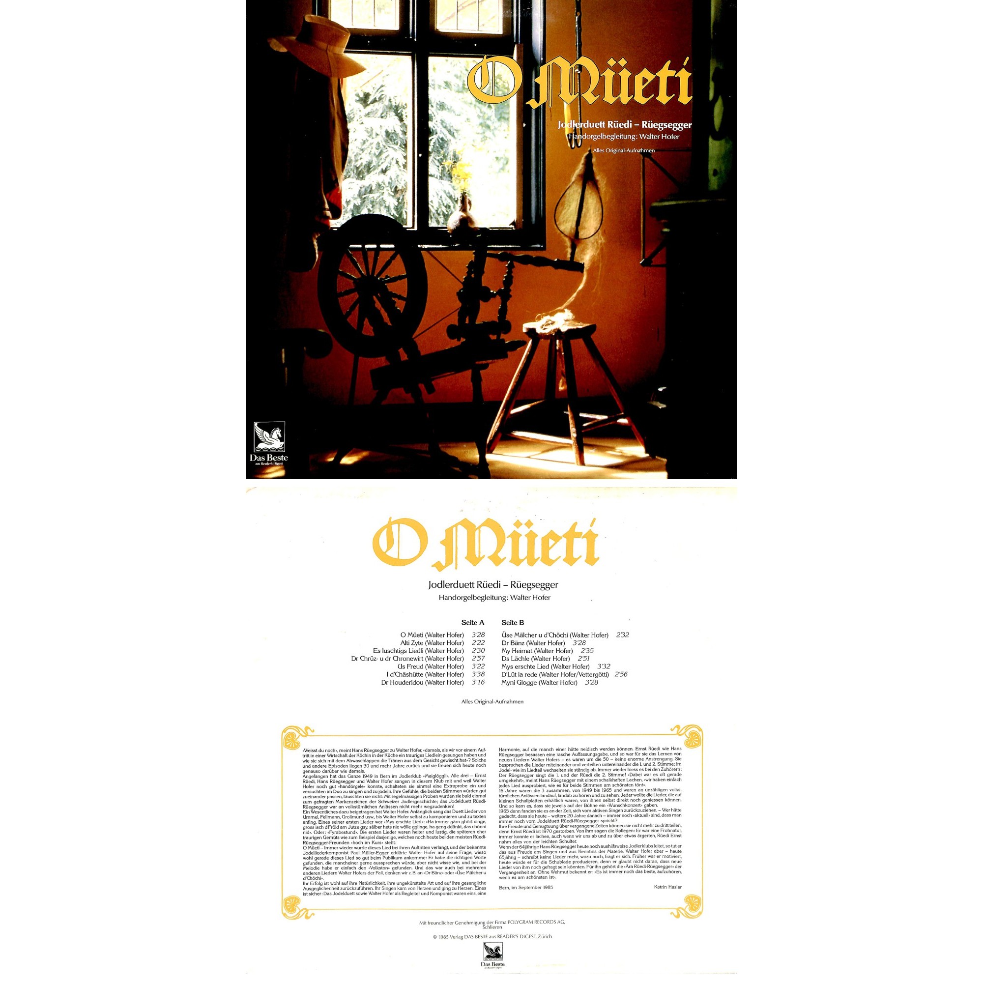 CD-Kopie von Vinyl: JD Rüedi-Rüegsegger mit Walter Hofer - O Müeti CD-Kopie von Vinyl: JD Rüedi-Rüegsegger mit Walter Hofer - O Müeti