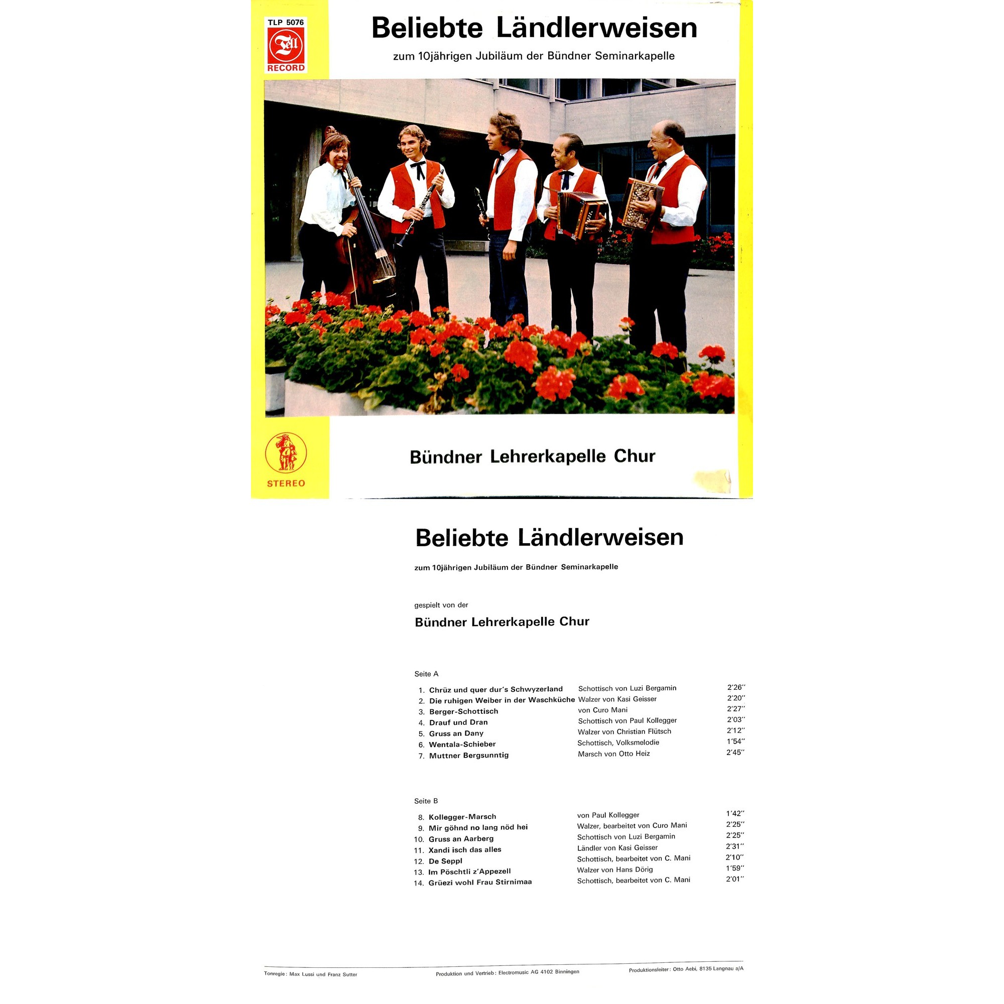 CD-Kopie von Vinyl: Bündner Seminarkapelle - zum 10jährigen der Bündner Lehrerkapelle Chur CD-Kopie von Vinyl: Bündner Seminarkapelle - zum 10jährigen der Bündner Lehrerkapelle Chur