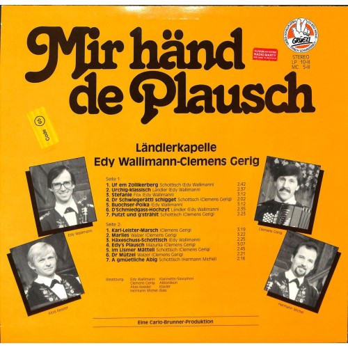 CD LK Edy Wallimann-Clemens Gerig - Mir händ de Plausch - 1984