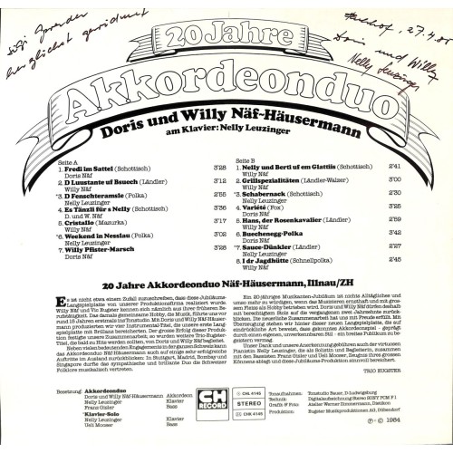 CD Akk-Duo Doris und Willy Näf-Häusermann - 20 Jahre - 1984