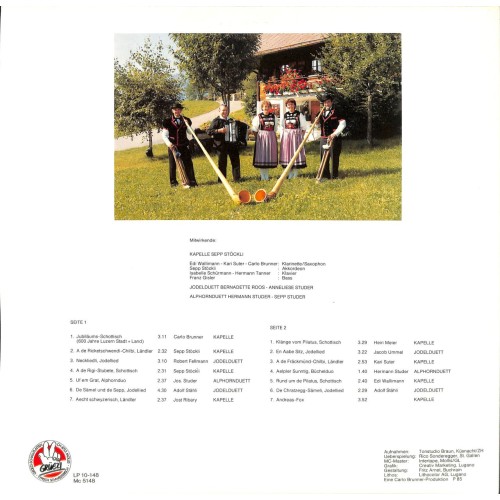 CD Kapelle Sepp Stöckli Dierikon - Klänge vom Pilatus - 1985