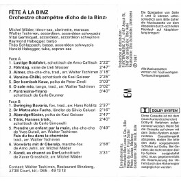 CD Orchestre champêtre Echo de la Binz - Fête à la Binz