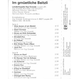 CD Ländlerkapelle Sigi Oswald Laupen ZH - Im gmüetliche Beitzli