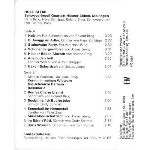CD Schwyzerörgeli-Quartett Hüsner-Böben Meiringen - Holz im Fiir