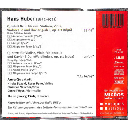 Occ. CD Hans Huber - Klavierqjuintett Op. 111, Op 117 mit Aura Quartett u. Hans Joerg Fink