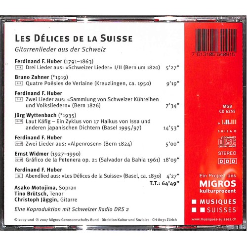 CD Les Délices de la Suisse - Gitarrenlieder aus der Schweiz