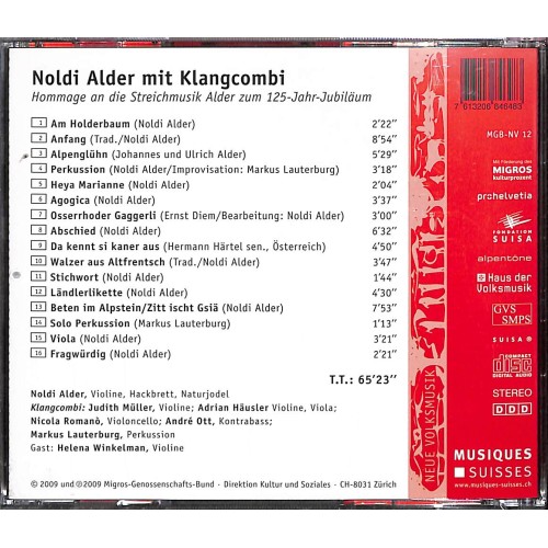 Occ. CD Noldi Alder mit Klangcombi - Hommage Streichmusik Alder