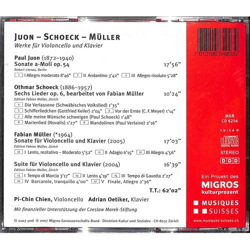 Occ. CD Juon - Schoeck - Müller - Werke für Violoncello und Klavier