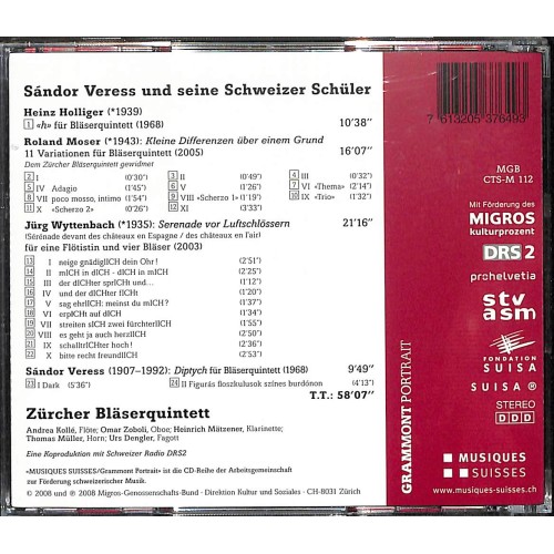 Occ. CD Zürcher Bläserquintett - Sándor Veress und seine Schweizer Schüler