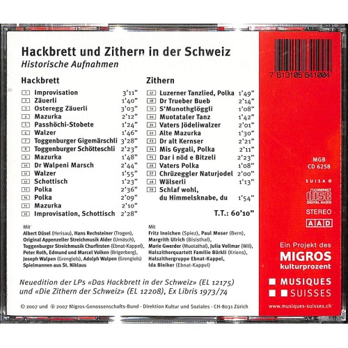 Occ. CD Hackbrett und Zithern in der Schweiz - Historische Aufnahmen