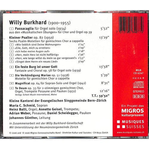 Occ. CD Willy Burkhard 1900-1955 - Kleine Kantorei der Evang. Singgemeinde Bern-Zürich