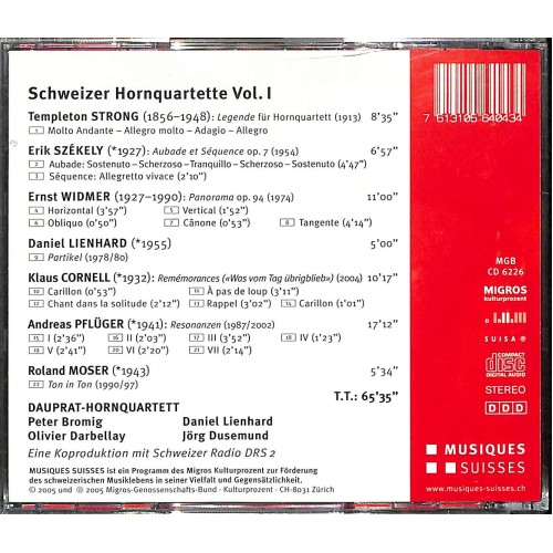 Occ. CD Schweizer Hornquartette Vol. I - Dauprat-Hornquartett
