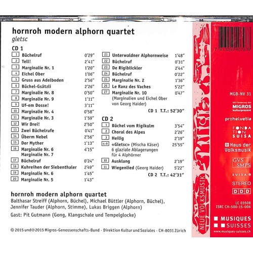 CD hornroh modern alphorn quartet - gletsc  2CD