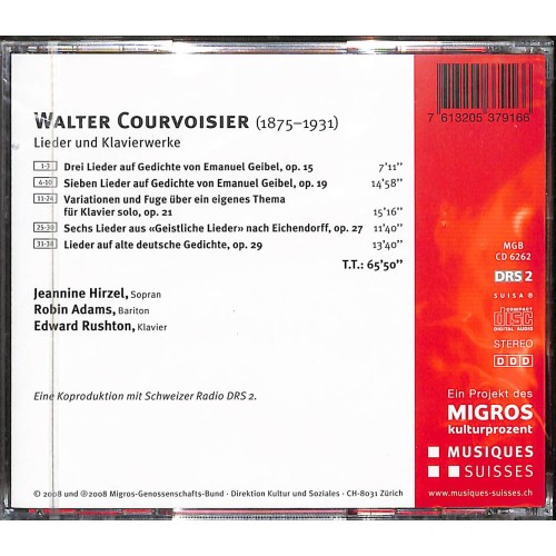 CD Walter Courvoisier - Lieder und Klavierwerke