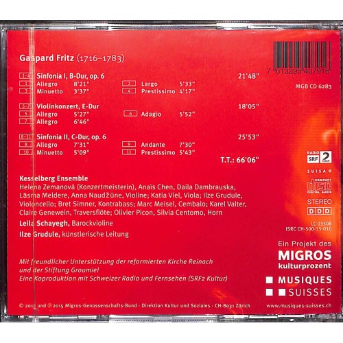 CD Gaspard Fritz - Sinfonien I und II, op. 6, Violinkonzert