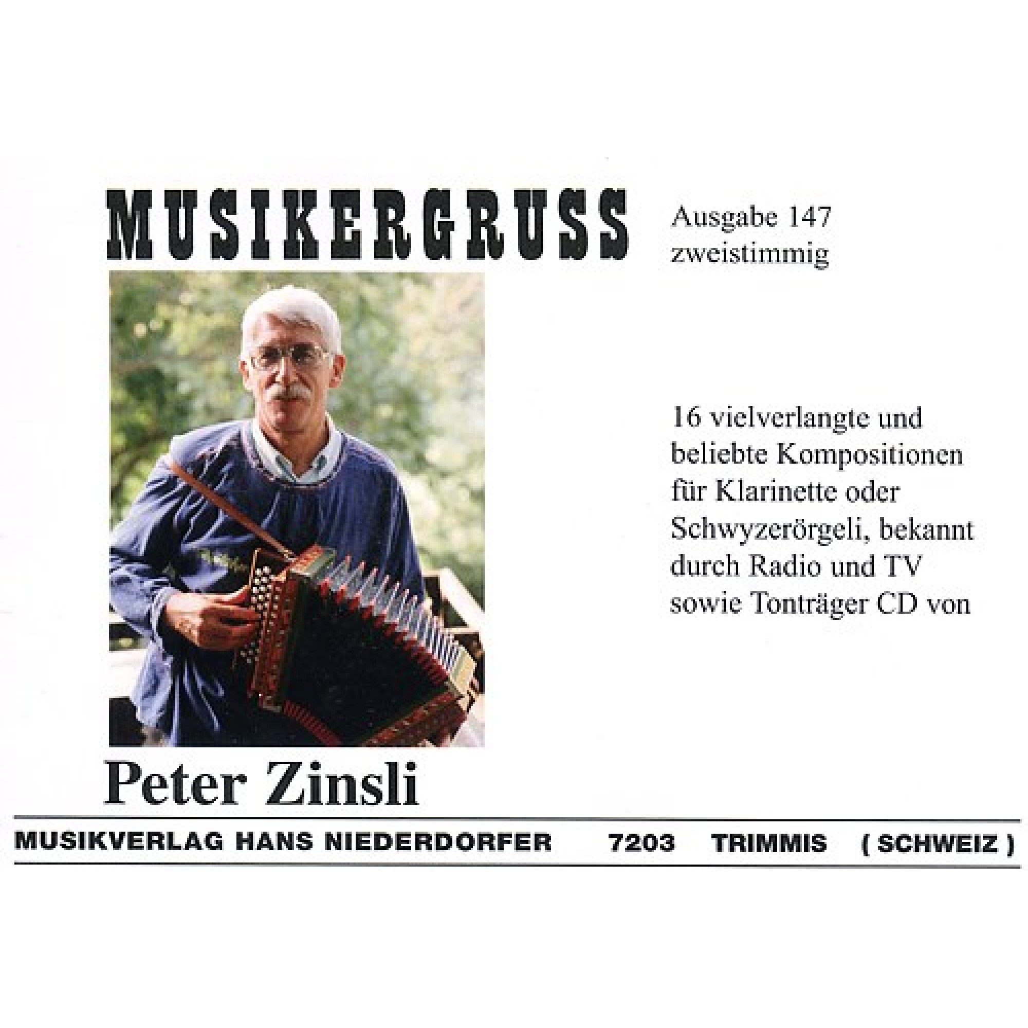 Noten Musikergruss Ausgabe 147 Peter Zinsli (zweistimmig) Noten Musikergruss Ausgabe 147 Peter Zinsli (zweistimmig)