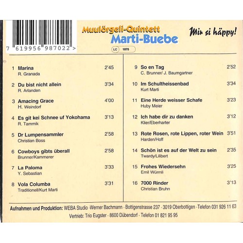 CD-Kopie: Mir si häppy - Muulörgeli Quintett Marti-Buebe Burgdorf