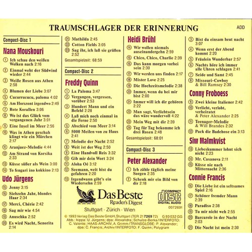 Occ. CD Traumschlager der Erinnerung 1+2 - 60er Jahre - 6CD-Box
