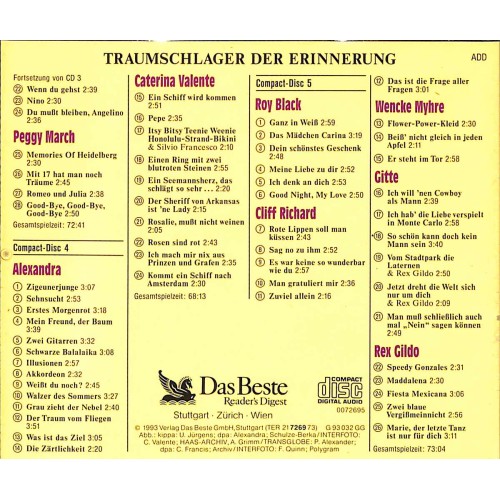 Occ. CD Traumschlager der Erinnerung 1+2 - 60er Jahre - 6CD-Box