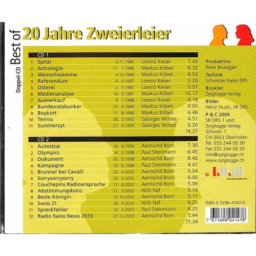Occ. CD Best of 20 Jahre Zweierleier - Birgit Steinegger & Walter Andreas Müller