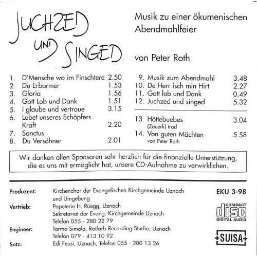 Occ. CD Peter Roth - Juchzed und Singed / Musik Abendmahlfeier