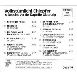 CD 's Bescht vo de Kapelle Oberalp - Volkstümlichi Chlepfer