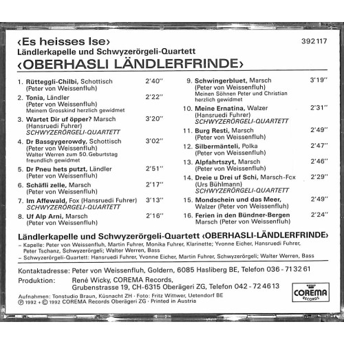 CD Es heisses Ise, Oberhasli Ländlerfrinde