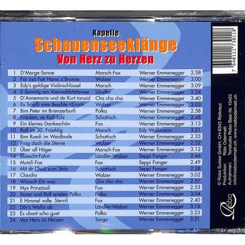 Occ. CD Von Herz zu Herzen Kapelle Schauenseeklänge