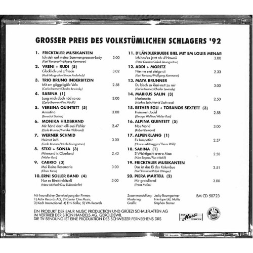 Occ. CD Grosser Preis des volkstümlichen Schlagers - 1992