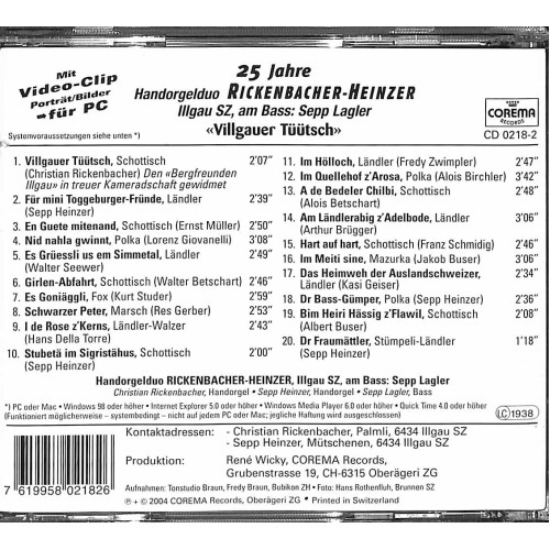 Occ. CD 25 Jahre Rickenbacher-Heinzer Handorgelduo