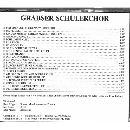 CD: Grabser Schülerchor - Ltg Peter Hasler und Ernst Frehner