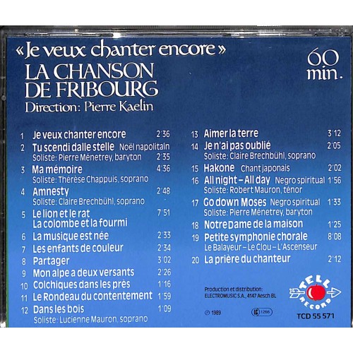Occ. CD Je veux chanter encore - La Chanson de Fribourg 