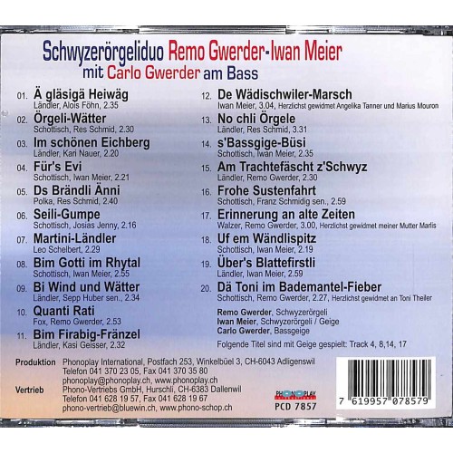 Occ. CD Mit Carlo Gwerder am Bass - Iwan Meier / Remo Gwerder