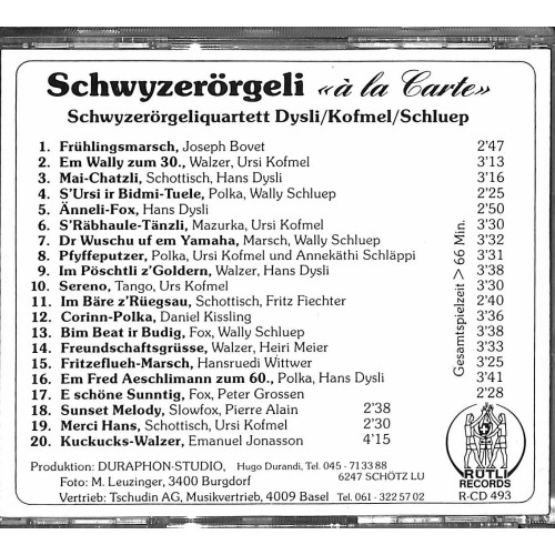 CD SQ Dysli-Kofmel-Schluep - Schwyzerörgeli à la carte