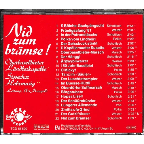 CD Oberbaslerbieter Ländlerkapelle, Sissacher Holzmusig - Nid zum brämse!