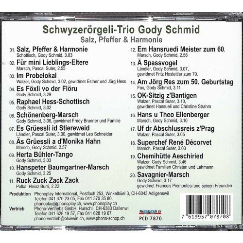 Occ. CD Schwyzerörgeli-Trio Gody Schmid - Salz, Pfeffer & Harmonie