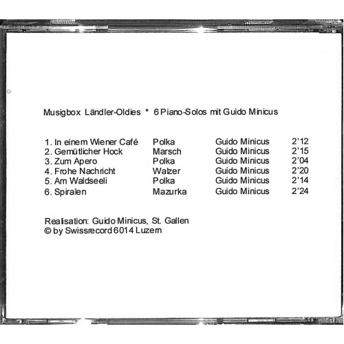 Occ. CD Guido Minicus - Musigbox Ländler-Oldies - 6 Piano-Solos