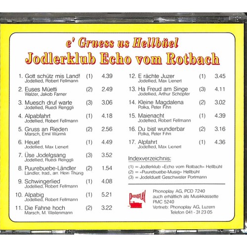 Occ. CD Jodlerklub Echo vom Rotbach - Gruess us Hellbüel