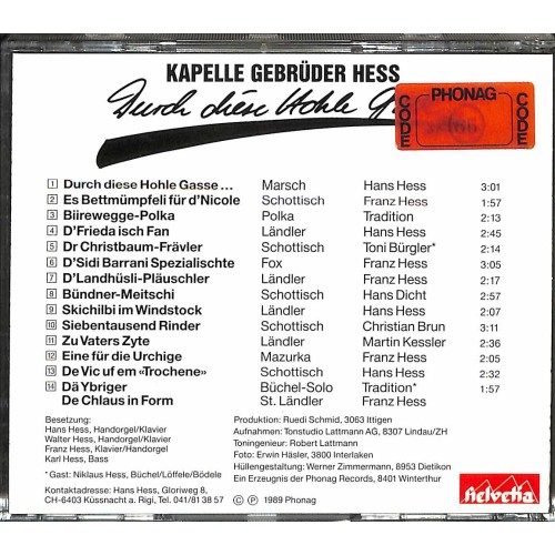 Occ. CD Kapelle Gebrüder Weiss - Durch diese hohle Gasse...