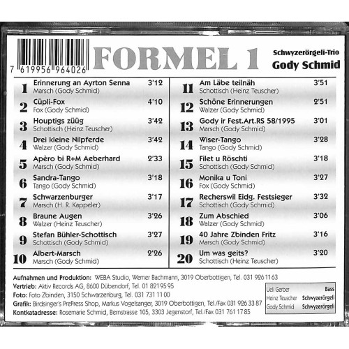CD Schwyzerörgeli-Trio Gody Schmid - Formel 1