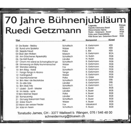 Occ. CD 70 Jahre Bühnenjubiläum Ruedi Getzmann