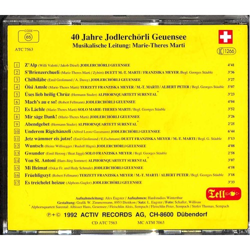 CD-Kopie: 40 Jahre Jodlerchörli Geuensee