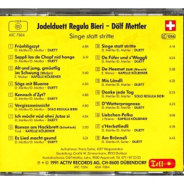 Occ. CD Jodelduett Regula Bieri - Dölf Mettler - Singe statt stritte Occ. CD Jodelduett Regula Bieri - Dölf Mettler - Singe statt stritte