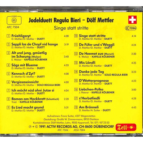 Occ. CD Jodelduett Regula Bieri - Dölf Mettler - Singe statt stritte