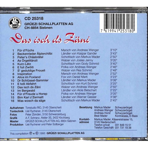 Occ. CD Das isch ds Zäni - 10 Jahre Schwyzerörgeli-Quartett Wahlere